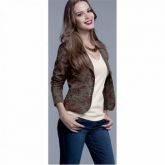 Blazer acinturado com estampa floral e bolsos - 6872448 Cód: